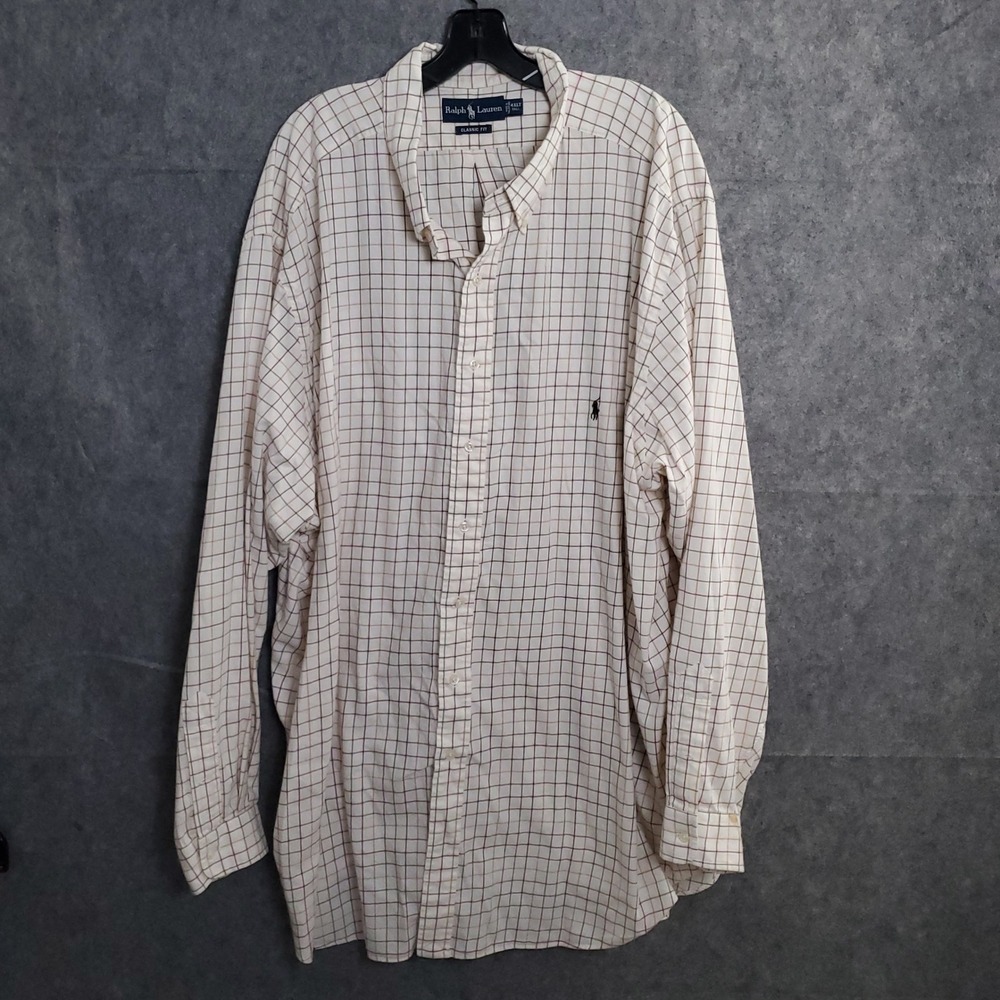 Ralph Lauren Mens 4XLT Tall Classic Fit Plaid Checkered Long Sleeve Button Down
